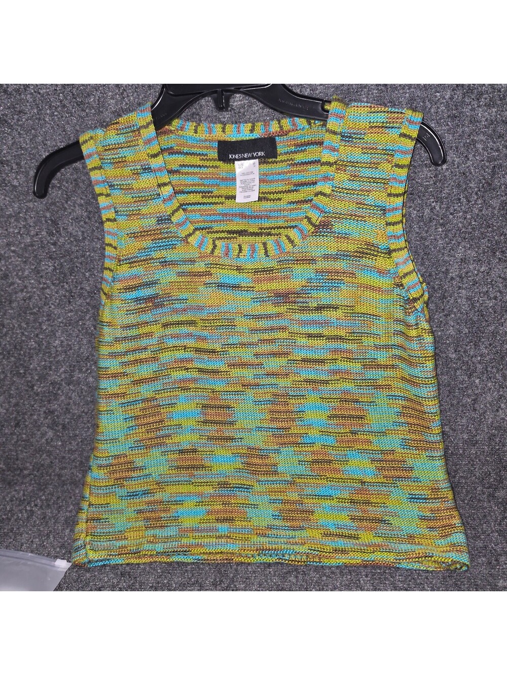 VS23. Vintage 90s Jones New York multicolor cotton knit sweater vest M